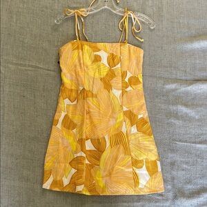 Yellow Floral Tie-Strap Sundress